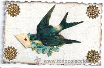 Postales: 6034 - LA PALOMA MENSAJERA - CURIOSA POSTAL TROQUELADA Y DESPLEGABLE - CANTOS RIBETEADOS-