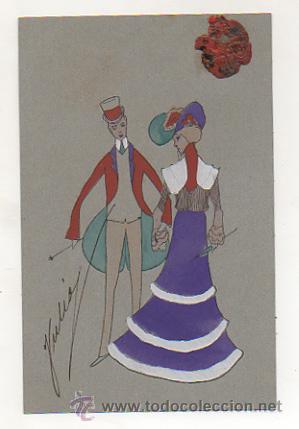 Postais: POSTAL COLOREADA A MANO. PAREJA. (SERIE 'FAVORIT'. K. V. I. B. 12, N&ordm; 39). (REVERSO SIN DIVIDIR).