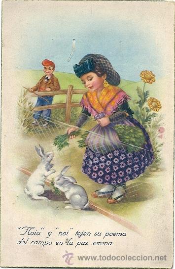 Cartoline: 6082I - ANTIGUA POSTAL NOIA Y NOI TEJEN SU POEMA... EDICIONES CyZ N&ordm; 533 - ESCRITA