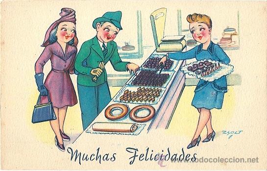 Postales: 6045 - LA PASTELERIA - SIMPATICA Y ANTIGUA POSTAL EDIC. CMB SERIE 60 - ILUSTRACI&Oacute;N ZSOLT