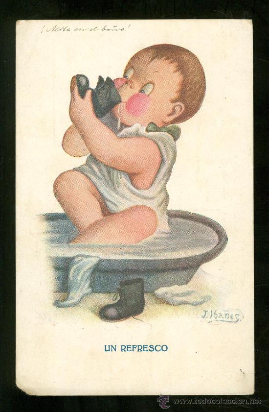 Postkarten: TARJETA POSTAL DE DIBUJOS. UN REFRESCO. IBA&Ntilde;EZ.