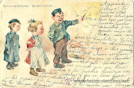 Cartoline: 8227 - DER KLEINE K&Uuml;NSTLER ( EL PEQUE&Ntilde;O ARTISTA) ANTIGUA POSTAL SERIE 505 DESS 3 CIRCULADA