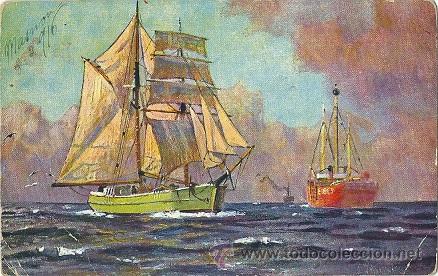 Cartoline: 8238 - ANTIGUA POSTAL SERIE 490 -   BARCOS A LA MAR - DATA DE 1916