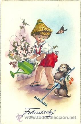 Cartoline: 8269- MONTSERRAT BARTA? BELLISIMA Y ANTIGUA POSTAL DE FELICITACI&Oacute;N EDICIONES ANCLA - SERIE 2050