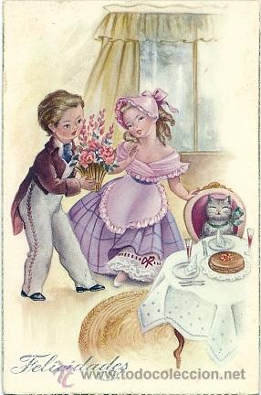 Cartoline: 8270 - ANTIGUA POSTAL DE FELICITACI&Oacute;N - EDICIONES ANCLA - SERIE 2040 - ILUSTRA MONTSERRAT BARTA?