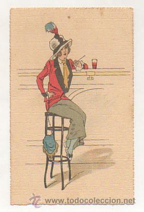 Postkarten: POSTAL ILUSTRADA. MUJER. (ED. G M PETRINA). PUBLICIDAD AL DORSO, SALONES DE ARTE ANTIGUO Y MODERNO.