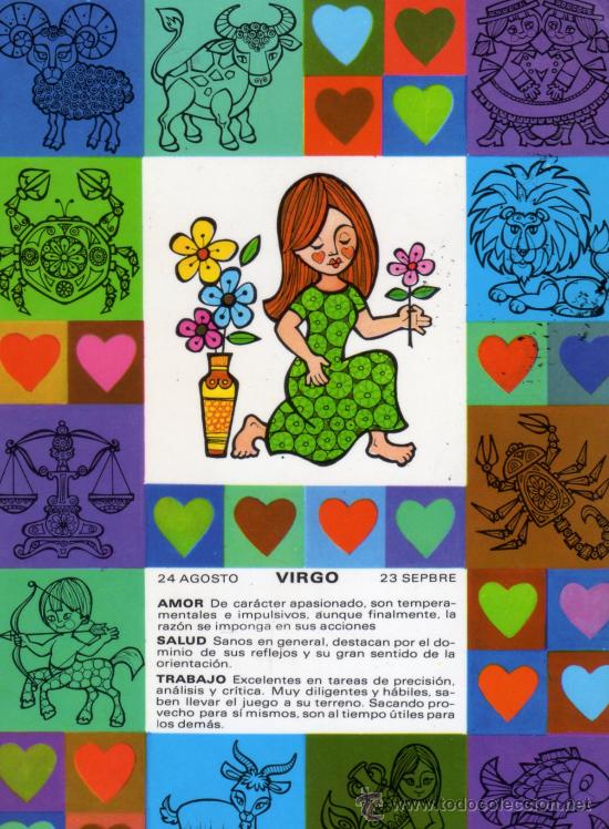 Postais: POSTAL HOR&Oacute;SCOPO VIRGO COLECCI&Oacute;N PERLA ESCRITA CIRCULADA SELLO