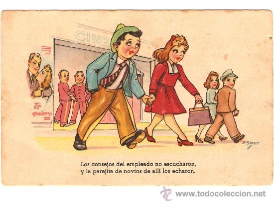 Postales: Postal antigua a&ntilde;os 40 moraleja C M B n&ordm; 61 pareja de novios, dibujo ZSOLT