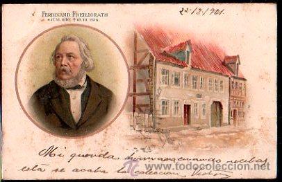 Postkarten: TARJETA POSTAL. FERDINAND FREILIGRATH. 1901.