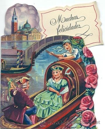Postkarten: 6049R- POSTAL DE FELICITACI&Oacute;N - TROQUELADA EDICIONES DE ARTE IKON -SERIE 4012