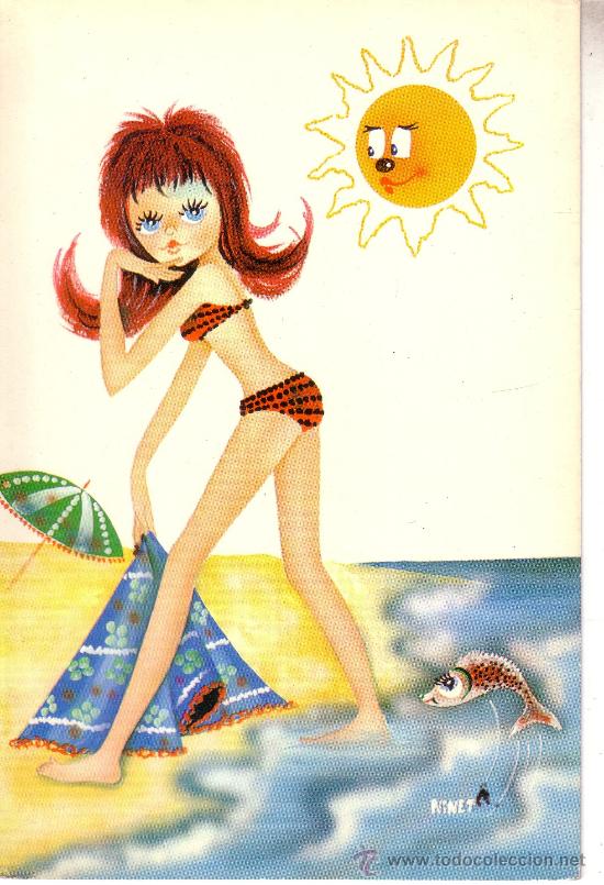 Postales: POSTAL CON DIBUJO DE JOVENCITA