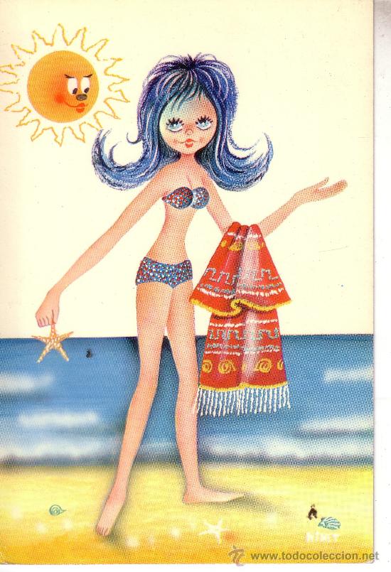 Postales: POSTAL CON DIBUJO DE JOVENCITA