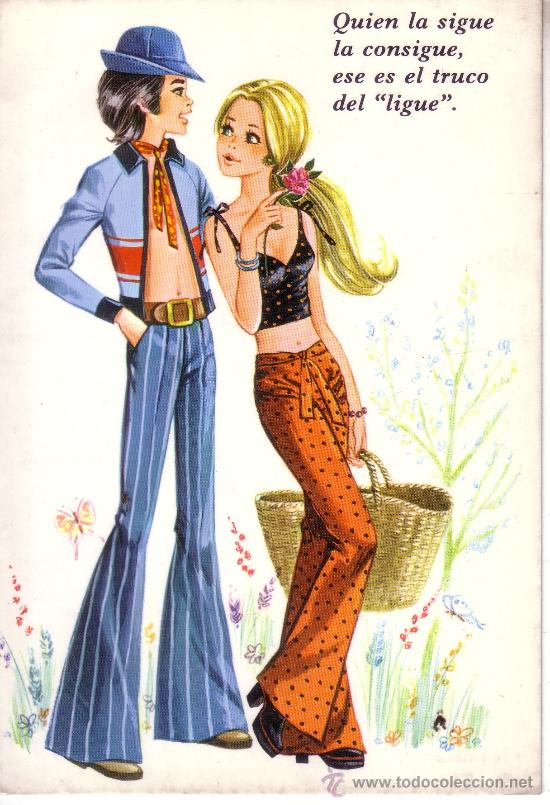 Postales: POSTAL CON DIBUJO DE PAREJITAS FELICES - ROMANTICAS