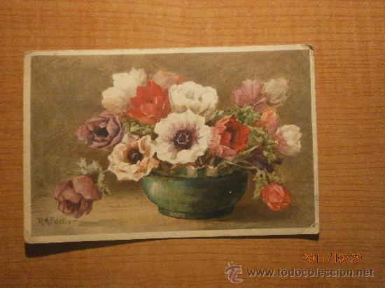 Postcards: ANTIGUA POSTAL FLORES. ILUSTRADA SWITZERLAND ESCRITA