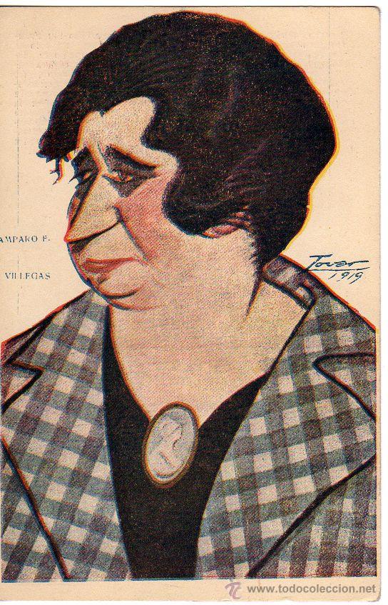 Postais: AMPARO FERN&Aacute;NDEZ VILLEGAS -ACTRIZ- (BIOGRAF&Iacute;A AL DORSO).- CARICATURA DE MANUEL TOVAR DE 1919.-