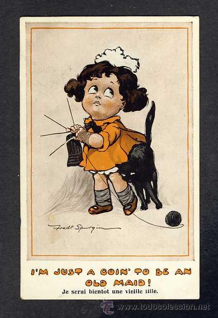 Cartoline: Postal de NI&Ntilde;OS: I'm just a goin' to be an old maid (Youngster Series num.488)