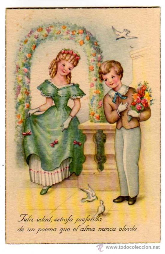 Postcards: Pareja de jovenes enamorados.Circulada