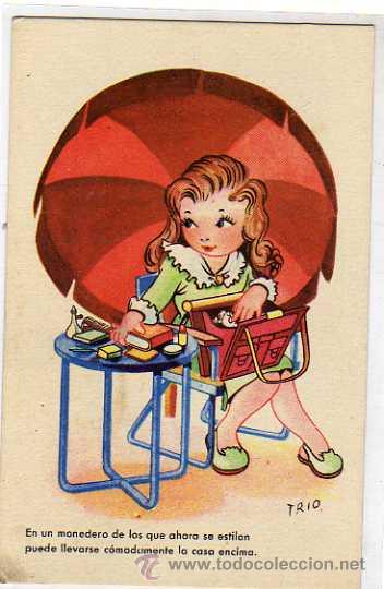 Postales: Ilustrador o dibujante Trio. Serie 55. Escrita.  En un monedero de las que ahora se ..