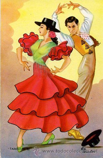 Postais: tarjeta postal 1962 -nueva- tarantas -casa molina n&ordm; 82 - ilustrador gumier - m&uacute;sica danza andaluc&iacute;a