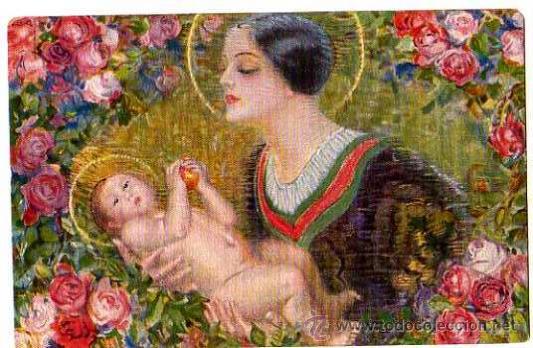 Postales: La virgen maria con el ni&ntilde;o jesus.