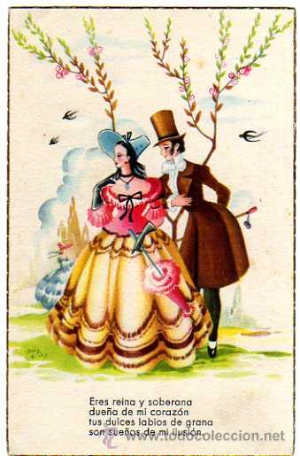 Postcards: Pareja de jovenes enamorados.Circulada