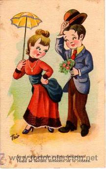 Postais: Romantica . Trio. Serie J. Circulada 1943