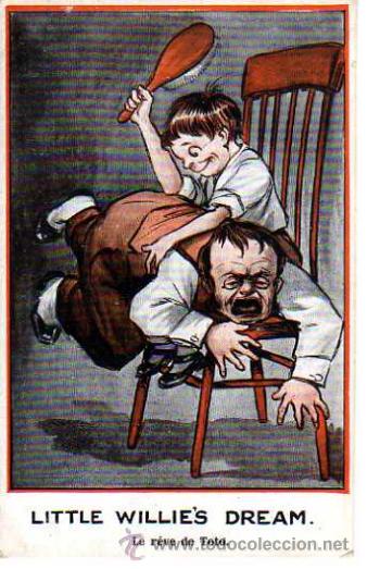 Cartoline: Dibujo ni&ntilde;o. Little Willie's dream. El sue&ntilde;o del peque&ntilde;o Wilie. Ciruclada.