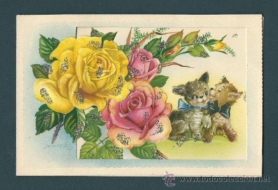Cartoline: 6049X- NIUB&Oacute; -BELLISIMA POSTAL TROQUELADA CON PURPURINAS ) 13,8X9 CM - DIBUJO INTERIOR Y REVERSO