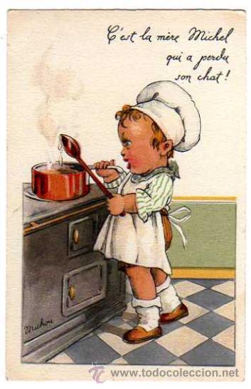 Postcards: Ni&ntilde;o cocinero. Circulada .
