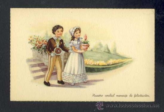 Postais: Postal ilustrada: Ni&ntilde;os. Nuestro cordial mensaje de felicitacion (Ed.PD, Pablo Dummatzen Serie 1377)