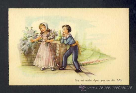 Cartoline: Postal ilustrada: Ni&ntilde;os. Con mi mejor deseo por un dia feliz (Ed.PD, Pablo Dummatzen Serie 1377)