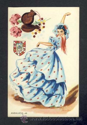 Cartes Postales: Postal ilustrada por GUMIER: Andalucia, bailaora (Ed.Molina num. 63)