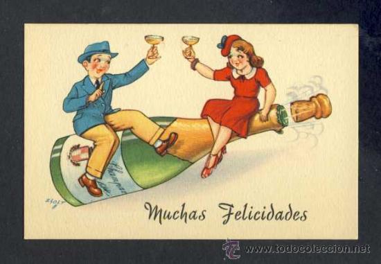 Cartes Postales: Postal ilustrada por ZSOLT: Muchas felicidades. Cava, Champan (CMB s/n)