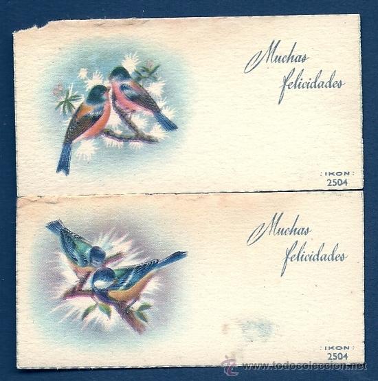 Postkarten: 0864D - NIUB&Oacute;? IKON SERIE 2504- DOS ANTIGUAS TARJETAS DE MUCHAS FELICIDADES (4X8 CM)
