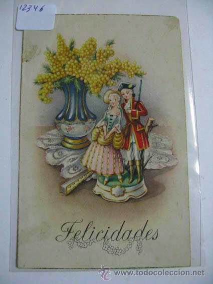 Postkarten: Postal antigua felicitaci&oacute;n ilustrada imagen de pareja, Editorial C. y Z., n&ordm; 519.