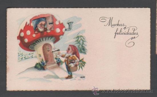 Postkarten: 0894D - PRECIOSA Y ANTIGUA TARJETA DE MUCHAS FELICIDADES - 11,7X6,7 CM - DATA 1951 - CELMA