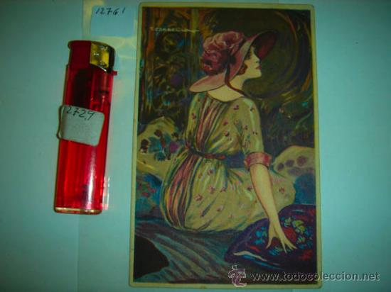 Postcards: Postal antigua dibujo de mujer, T. Corbella 1919