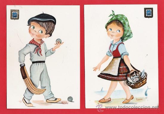 Cartes Postales: trajes regionales - pareja de vascongadas - 3010 27/28 - caste&ntilde;er - e. oro - sin circular - a&ntilde;o 1998