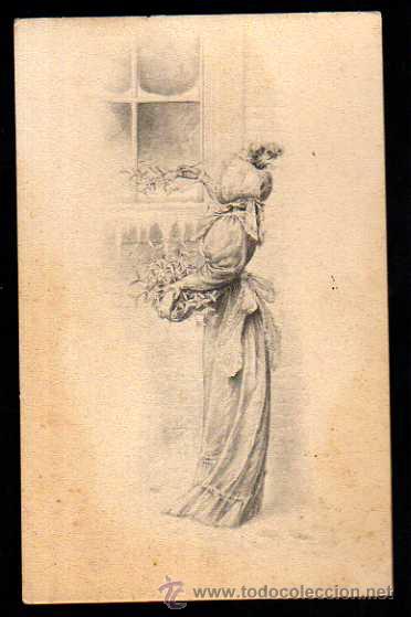 Cartes Postales: Antigua postal infantil. Joven. No circulada. Detr&aacute;s sin dividir.