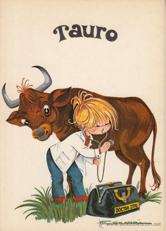 Cartoline: ,postal cerber editorial, ref 3021/ 4 dibujo de ni&ntilde;o, zodiaco tauro, sin usar