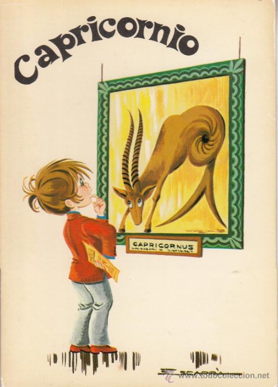 Cartoline: ,postal cerber editorial, ref 3023/ 4 dibujo de ni&ntilde;o, zodiaco capricornio, sin usar