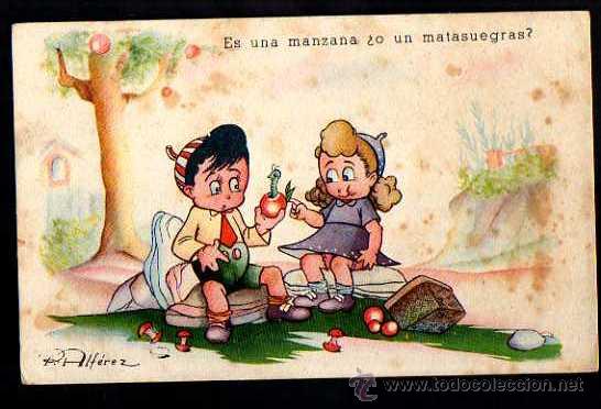 Cartoline: Postal infantil. Pareja. Ediciones PD. Serie 925. Circulada 1948 .