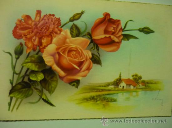Postais: POSTAL FLORES -ROSAS ESCRITA