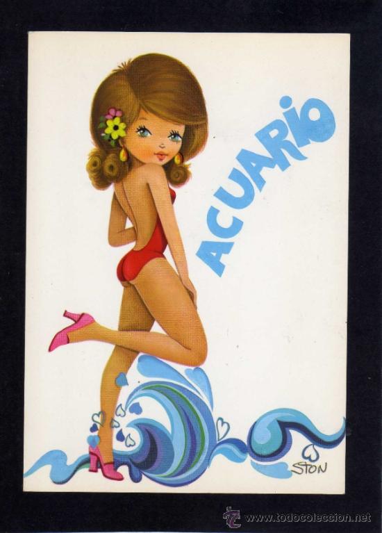 Postcards: ANTIGUA POSTAL - C Y Z - 7600/29 DC HOROSCOPO ACUARIO - DIBUJO STON - SIN CIRCULAR
