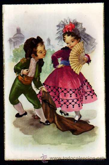 Postcards: Postal infantil. Pareja goyesca. No circulada.