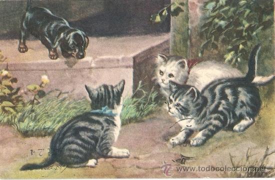 Postais: 2065F - GATITOS - ANTIGUA Y BONITA POSTAL - EDICIONES AMV N&ordm; 1554 - CIRCULADA EN 1932