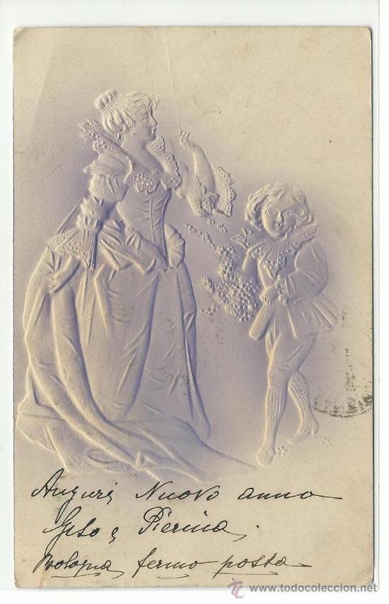 Postais: POSTAL EN RELIEVE EDITOR DESCONOCIDO CIRCULADA EN ITALIA 1904