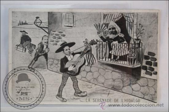 Postales: Postal - Alfonso XIII - La serenada de l&acute;hidalgo - Satirica - No circulada
