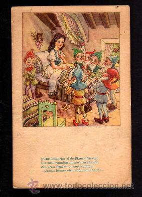 Postales: Postal infantil. Blancanieves y los siete enanitos. Ediciones de Arte. Serie 45. Circulada 1943