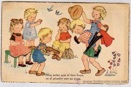 Postais: postal ilustrada. Ilustrador  M. D. Salmons Serie 52 JBR Tem&aacute;tica infantil.